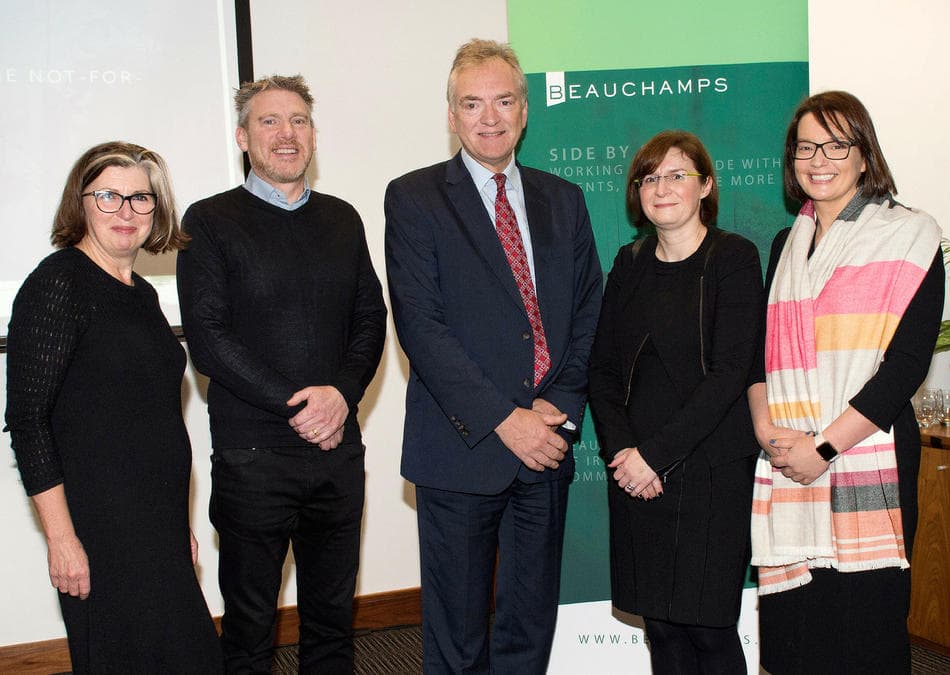 Speakers Claire Callanan, Ivan Cooper, Mark Pery-Knox-Gore, Helen Martin and Deirdre Carwood at the Beauchamps Charities and Not-for-profit event 2018